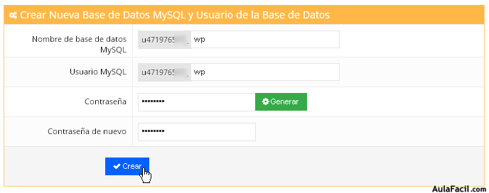 creando base de datos mysql