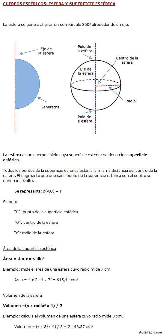 cuerpos esféricos: esferea y superficie esférica