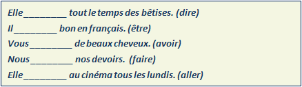 b. Complèteles blancs en mettant les verbes suivants à la bonne forme.