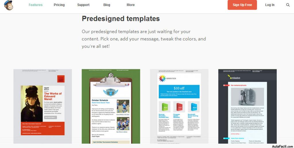 Mail Chimp, plantillas