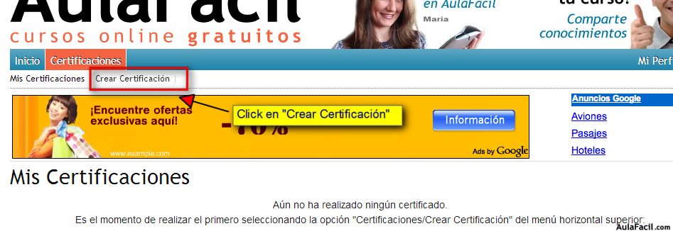 crear certificacion