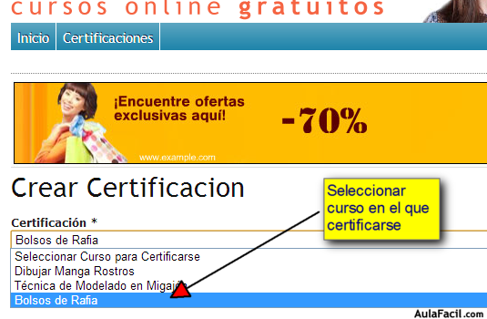 seleccionar curso a certificarse