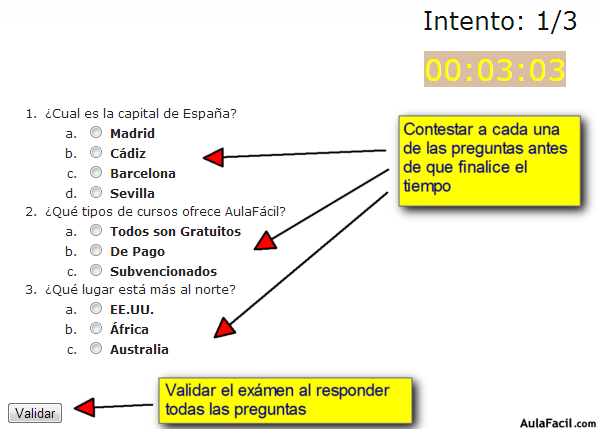 pantalla examen