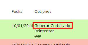 botón generar certificado