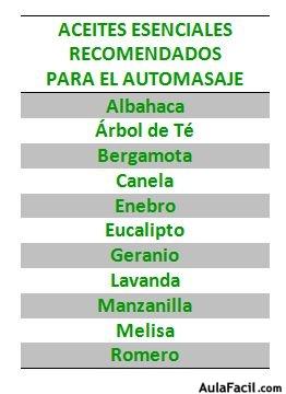 aceites esenciales recomendados para automasaje