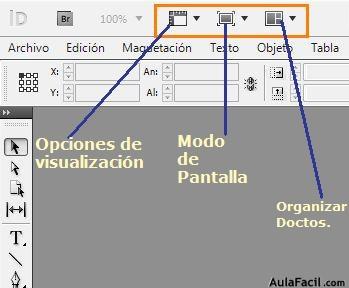 Botones para modificar la visualización y laorganización de los documentos