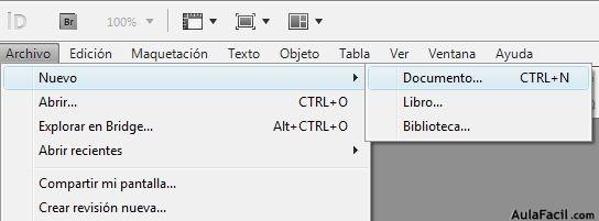 Menú archivo -nuevo documento