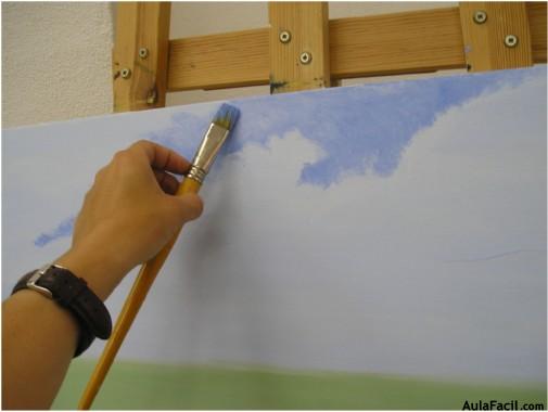 pintar nubes óleo