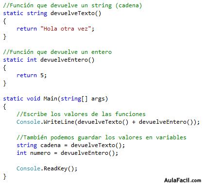 Funciones con diferentes tipos devueltos