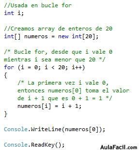 Rellenar array con bucle