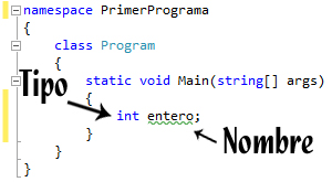 Declaración de una variable