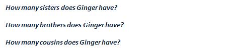 Answer the questions about Ginger.