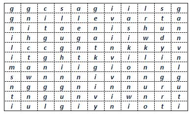  Find the gerunds from the verbs above in the wordsearch below.