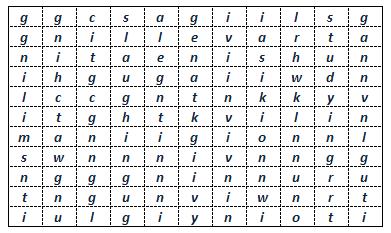 Find the gerunds from the verbs above in the wordsearch below.