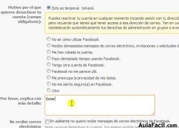 Cómo desactivar la cuenta de Facebook