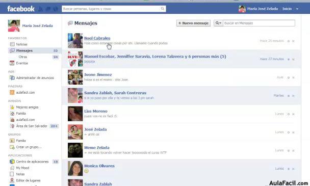 Mensajes de Inbox o privados de Facebook