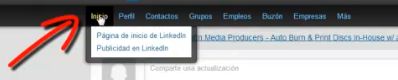 Barra de funciones de LinkedIn