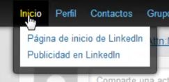 Barra de funciones de LinkedIn