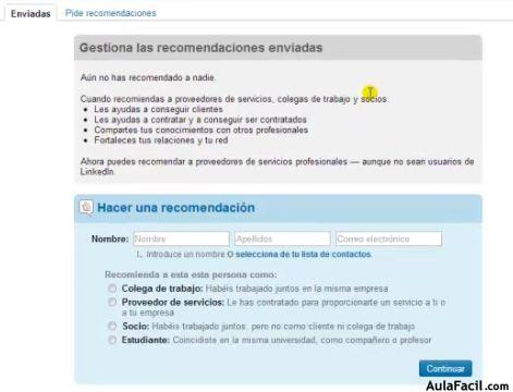 Gestionar recomendaciones