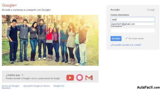 Pantalla principal (Home) de Google+