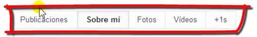 Perfil de Google+ Barra de Perfil