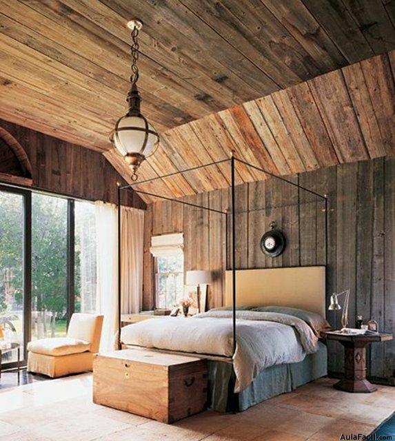 dormitorio rustico techo de madera