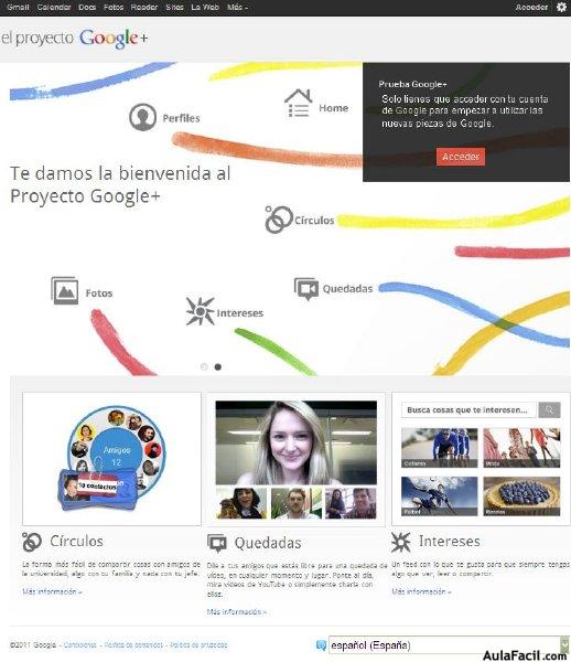 pagina inicio Google Plus
