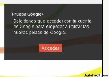 Cuadro Acceso Google Plus