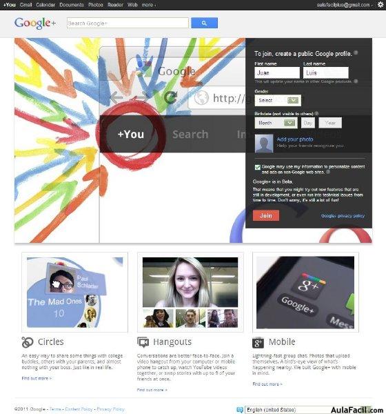 Registrate en Google Plus