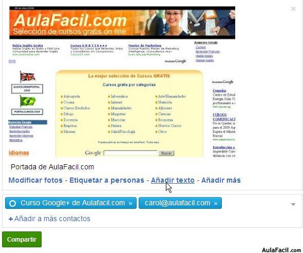 Añadir textos en fotos en Google +