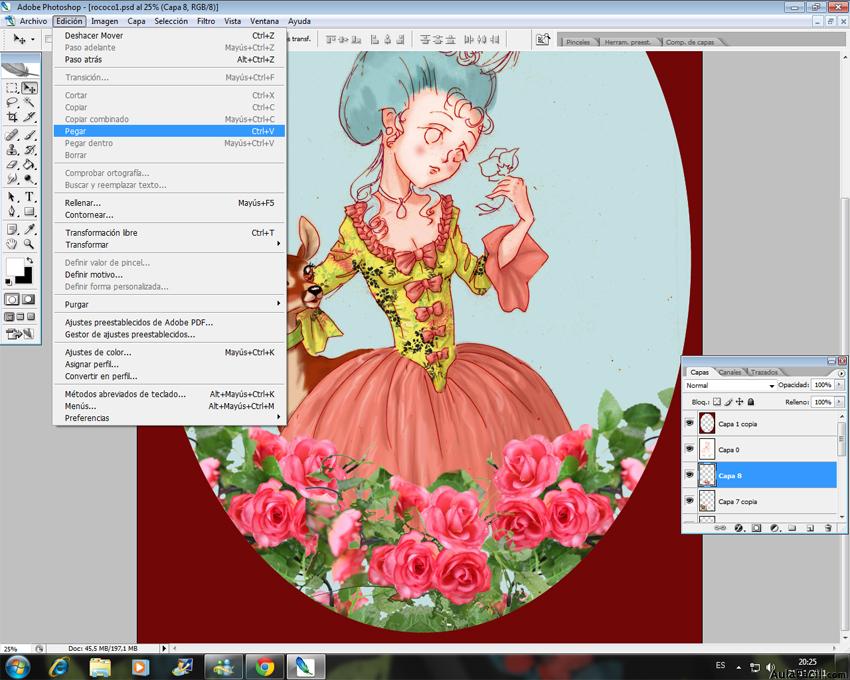 Colorear con Photoshop - Combinar visibles