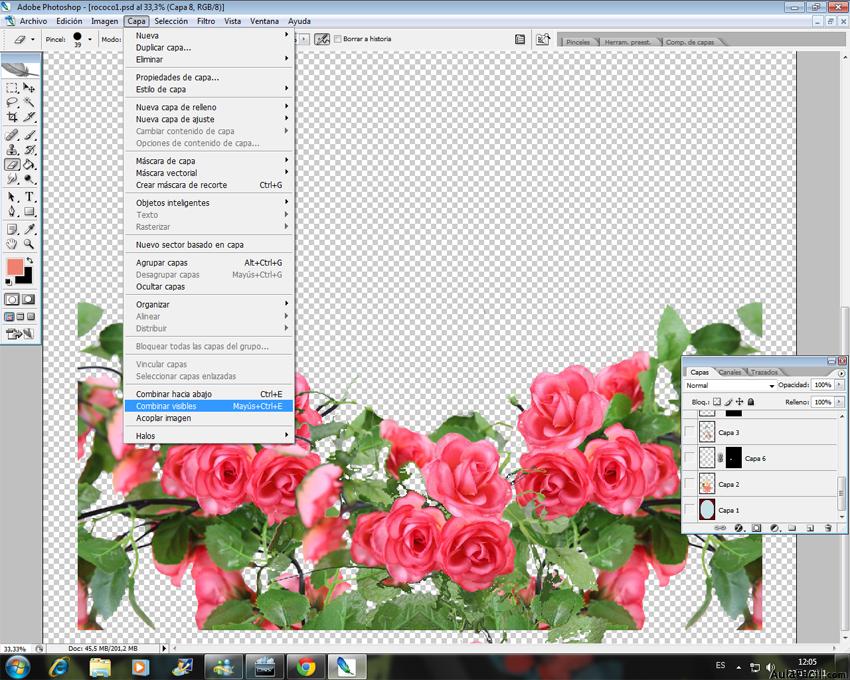 Colorear con Photoshop - Combinar visibles