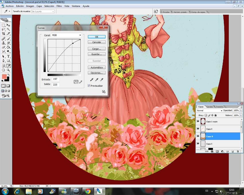 Colorear con Photoshop - Imagen, ajustes, curvas