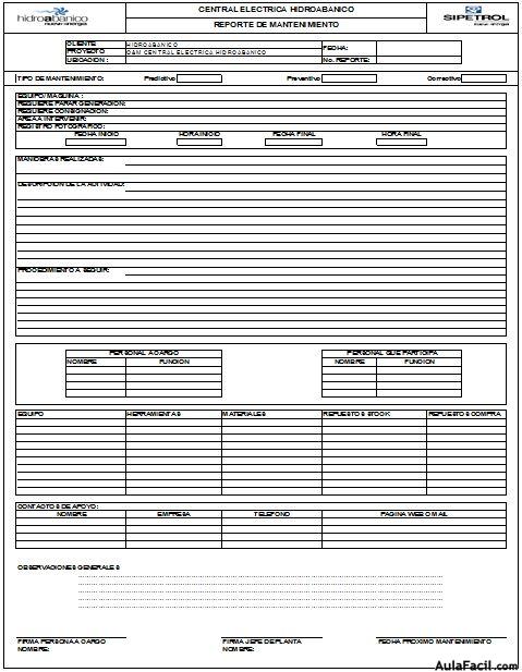 reporte de mantenimiento