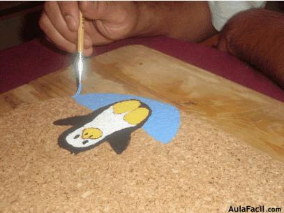Individual de corcho con diseño de Pingüino 