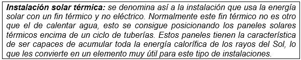 instalación solar térmica