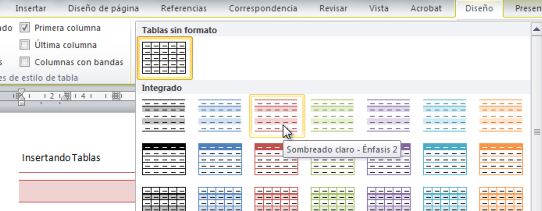 Esta llorando gerente sabiduría 🥇▷【 Tablas – Diseño - Word 2010 】