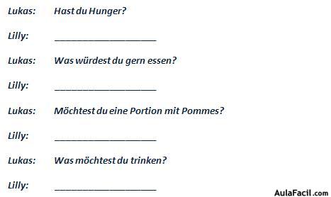 Vervollständige den Dialog zwischen Lukas und Lilly