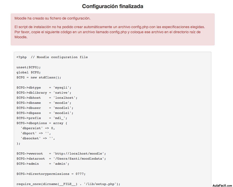 instalación moodle