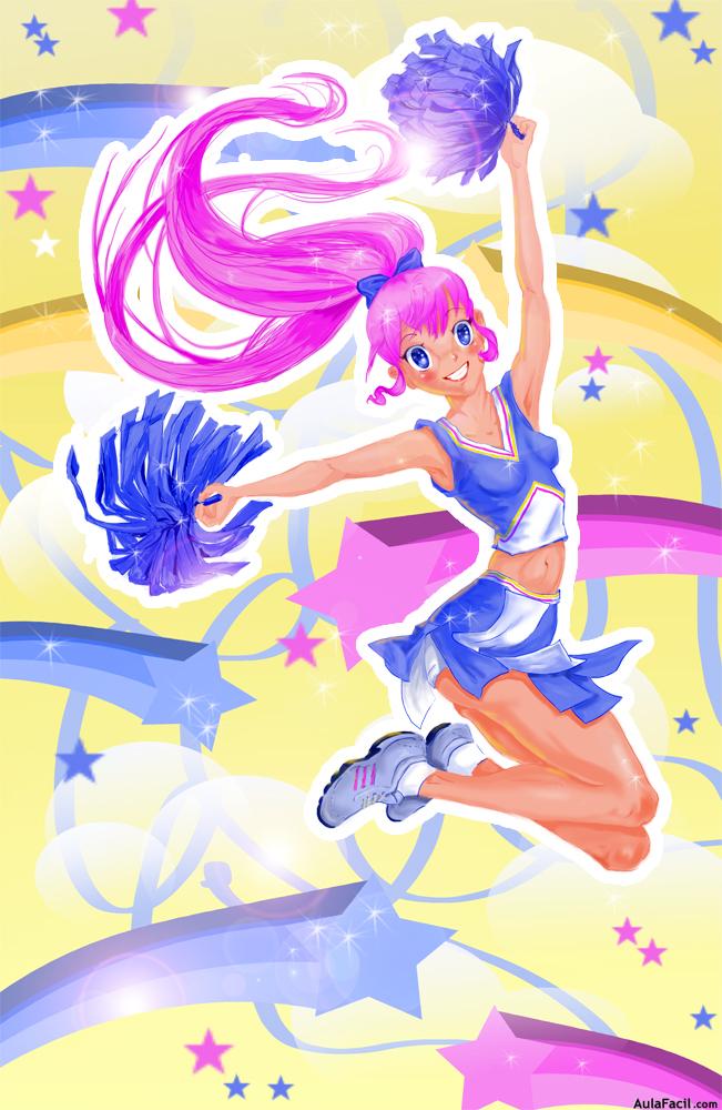 Cheerleader con fondo de estrellas