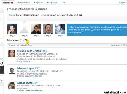 Como funcionan los grupos de LinkedIn - Miembros