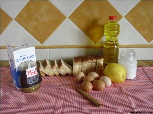 Torrijas. Ingredientes y utensilios