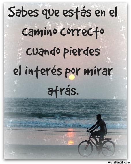 Sabes que estás en el camino correcto cuando pierdes el interés por mirar atrás.