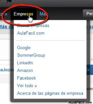 Sección de empresas LinkedIn