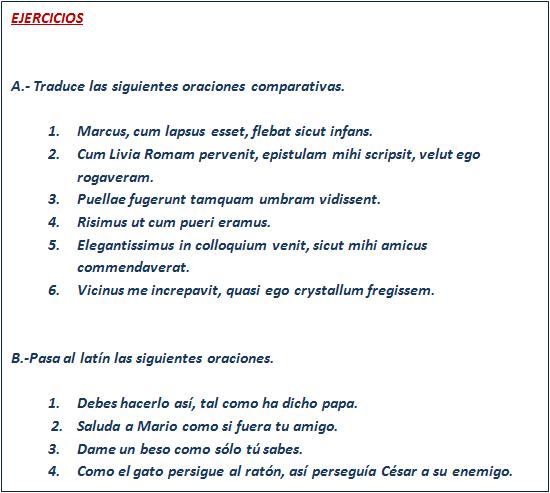 ejercicios oraciones comparativas