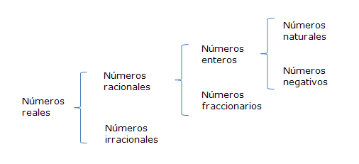 números reales esquema explicativo