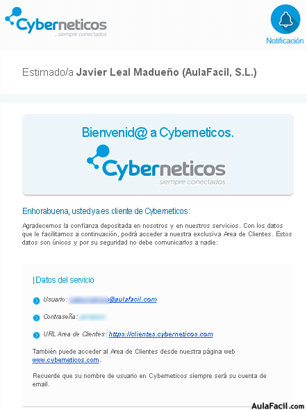 email bienvenida cyberneticos