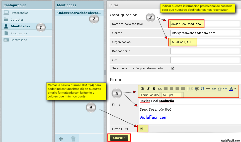 configuración de identidades