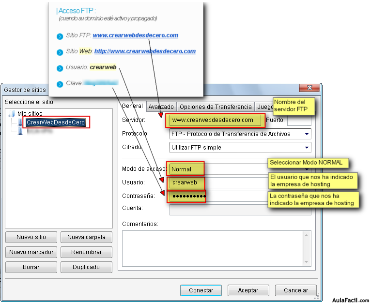 configurar nuevo sitio ftp