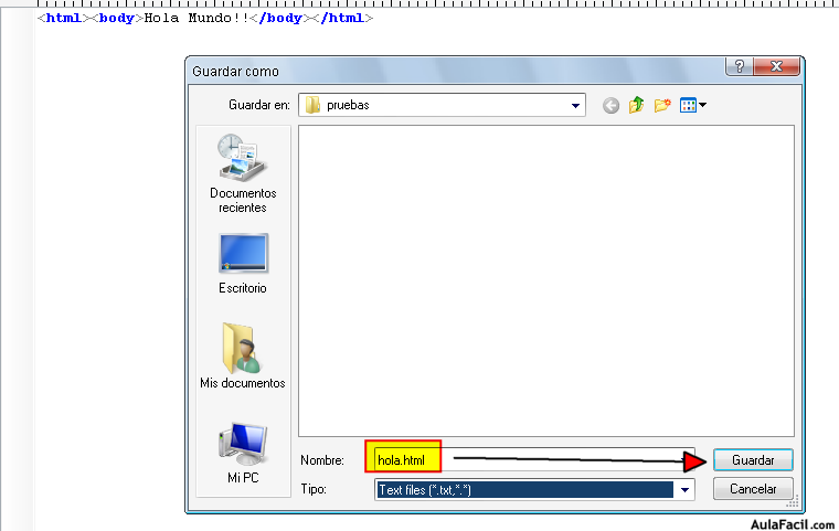 grabar hola.html